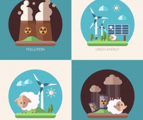 Modern ecological flat banners vector 01