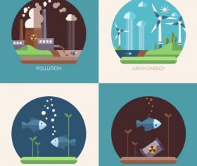 Modern ecological flat banners vector 02