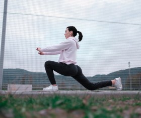 Morning exercise girl Stock Photo