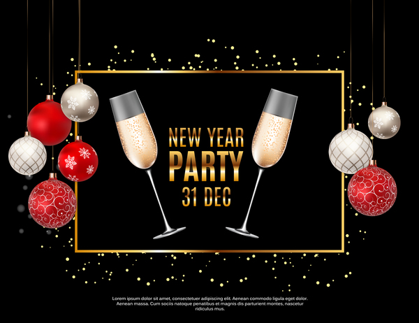 New year party background with christmas balloon vector