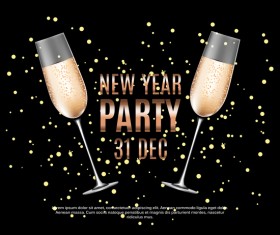 New year party background with wine glasses vector