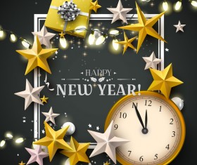 New year stars with gifts and black background vector