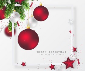 New year with christmas frame with red xmas balls vector