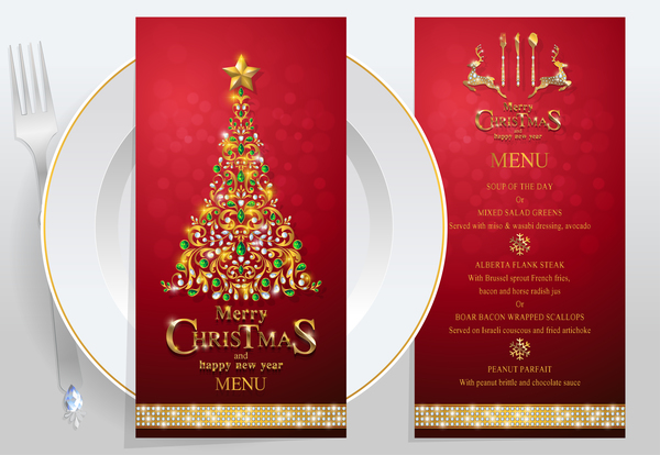 New year with christmas restaurant menu template vector