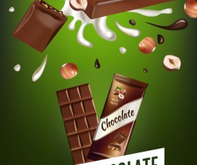 Nuts and chocolate poster template vector 02