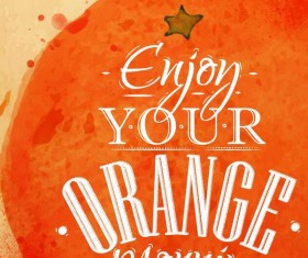 Orange watercolor drawing vector