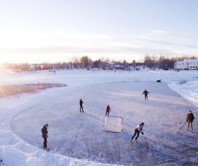 Outdoor ice hockey Stock Photo