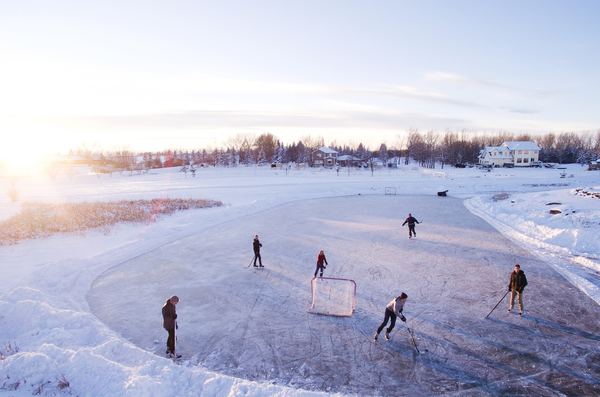 Outdoor ice hockey Stock Photo