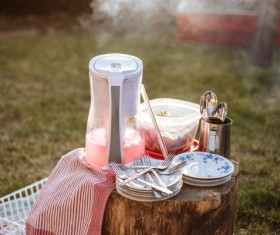 Outdoor tableware Stock Photo