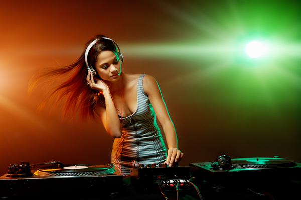 Passion female DJ Stock Photo 01