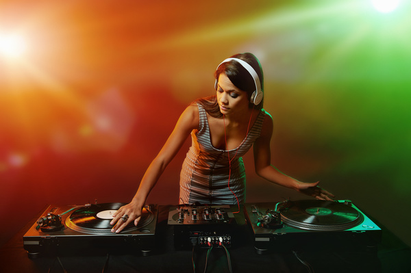 Passion female DJ Stock Photo 02