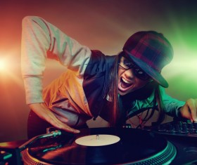 Passion female DJ Stock Photo 03