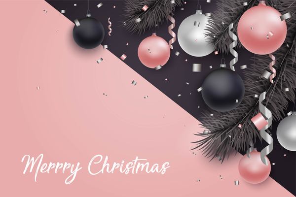 Pink with black christmas card vector material