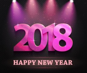 Purple spotlights with 2018 new year background vector