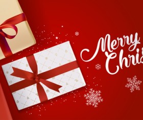 Red christmas background with gift boxs vector material 01