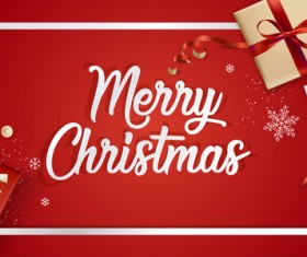 Red christmas background with gift boxs vector material 03