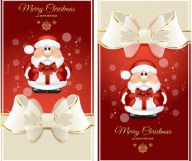 Red christmas card with beautiful bows vector