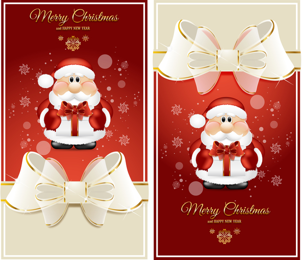 Red christmas card with beautiful bows vector