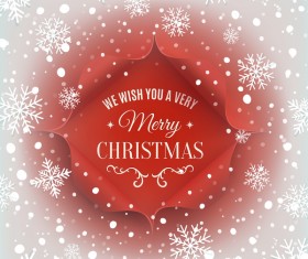 Red christmas card with snow background vector