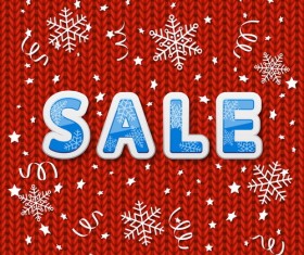 Red knitted pattern with sale background vector