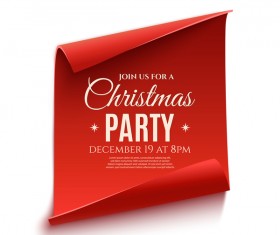 Red paper banner with christmas party poster vector 02