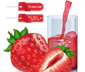 Red tag with strawberry juice design vector