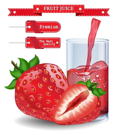 Red tag with strawberry juice design vector