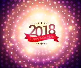 Ribbon banner with 2018 new year vector background