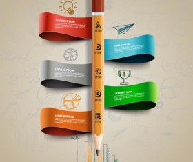 Ribbon with pencil infographic vector
