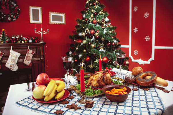 Rich Christmas table Stock Photo