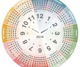 Round color 2018 calendar template vector