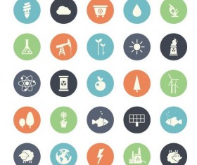Round ecology icons set