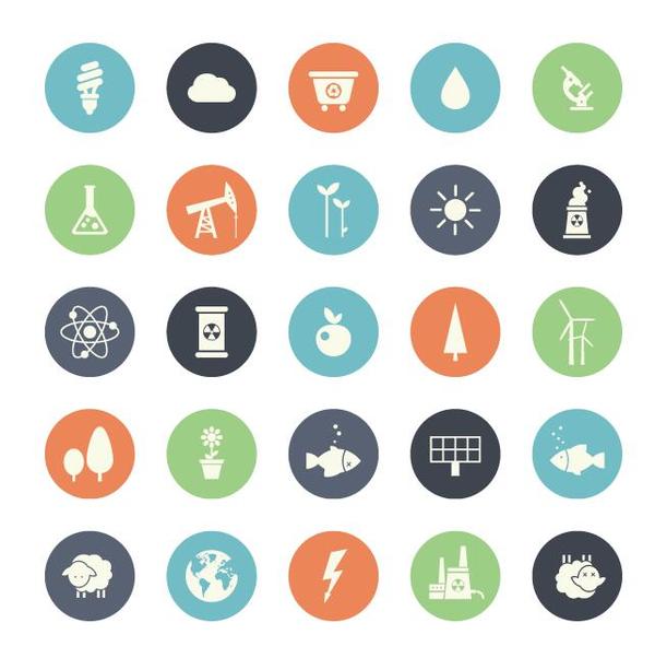 Round ecology icons set