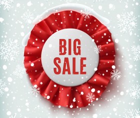 Round sale badge with snow background vector