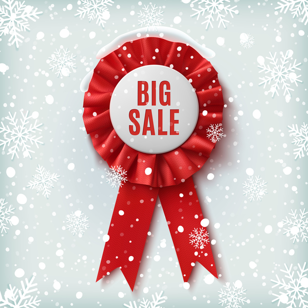 Sale badge with chrismtas snow background vector