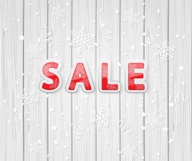 Sale on wooden background vector material