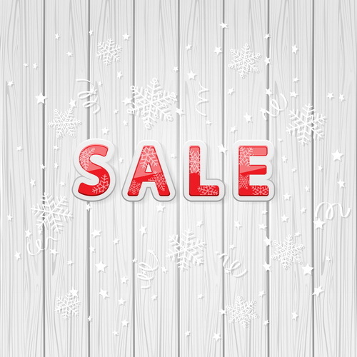 Sale on wooden background vector material