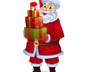 Santa claus and christmas gift boxs vector 01