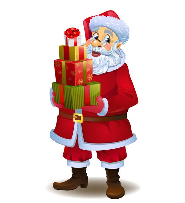 Santa claus and christmas gift boxs vector 01