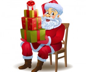 Santa claus and christmas gift boxs vector 02