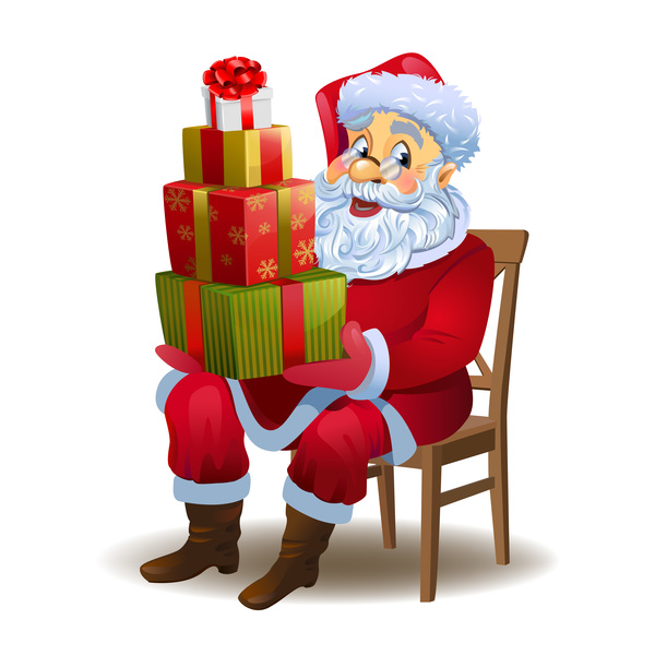 Santa claus and christmas gift boxs vector 02