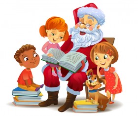 Santa claus with kids and book vector