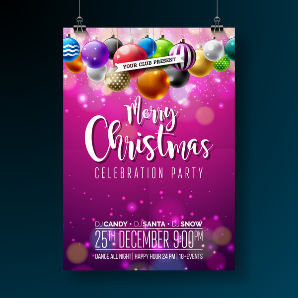 Set of christmas music party flyer with poster template vector 01