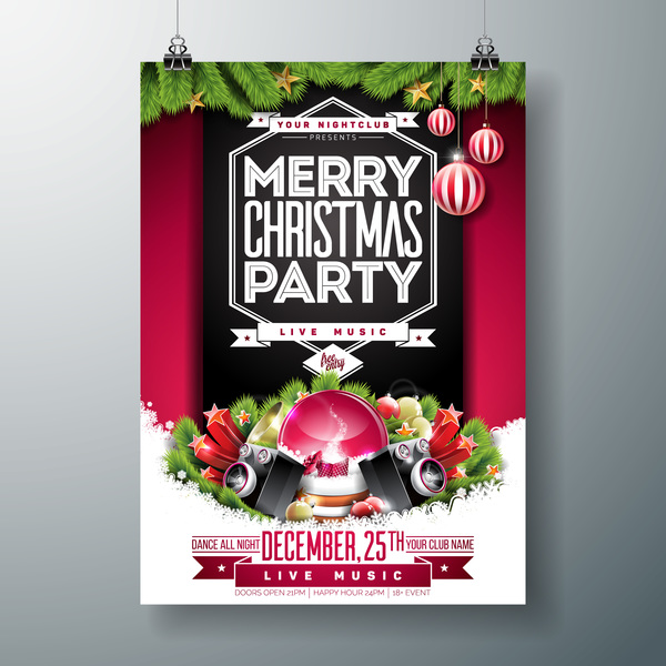 Set of christmas music party flyer with poster template vector 02