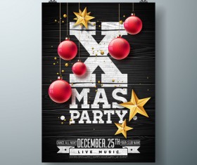 Set of christmas music party flyer with poster template vector 03