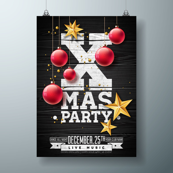 Set of christmas music party flyer with poster template vector 03