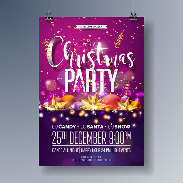 Set of christmas music party flyer with poster template vector 04