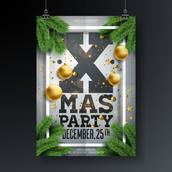 Set of christmas music party flyer with poster template vector 05
