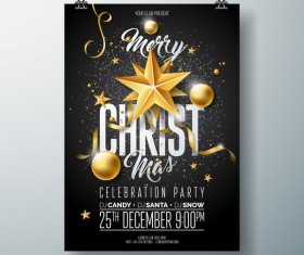 Set of christmas music party flyer with poster template vector 06