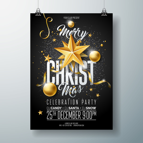Set of christmas music party flyer with poster template vector 06